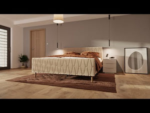 Čalúnená posteľ Aksel 180x200, béžová, bez matraca
