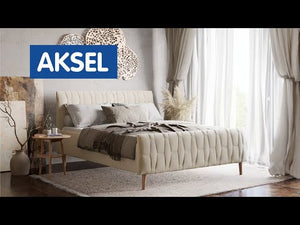 Čalúnená posteľ Aksel 160x200, béžová, bez matraca