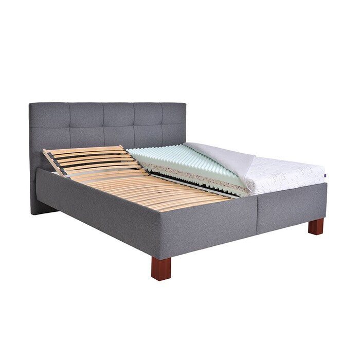 Čalúnená posteľ Mary 160x200, sivá, pol. rošt a ÚP, bez matracov
