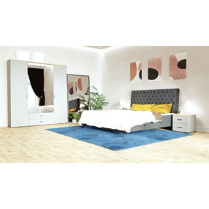 Čalúnená posteľ Tegan 160x200, sivá, vr. matraca, topperu a ÚP