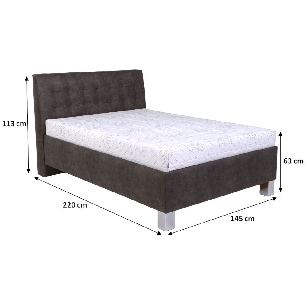 Čalúnená posteľ Victoria 140x200, sivá, vrátane matrac