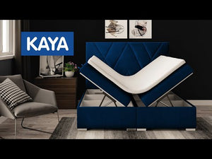 Čalúnená posteľ Kaya 160x200, modrá, vr. matraca a topperu