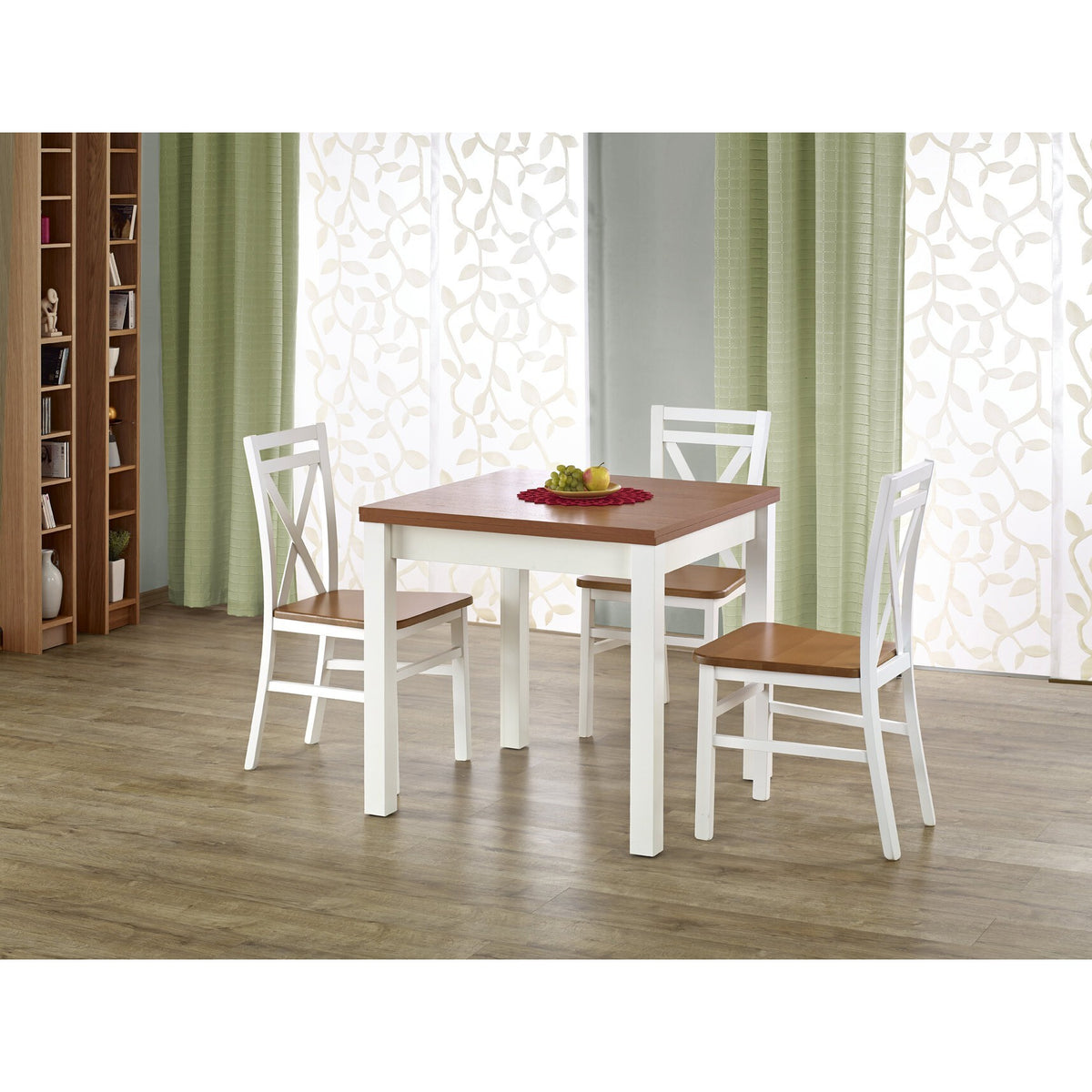 Jedálenský stôl Gracjan rozkladací 80-160x76x80 cm (jelša,biela)