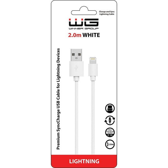 Kábel WG Lightning na USB, 2m, biela