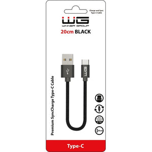 Kábel WG USB Typ C na USB, 20cm, čierna