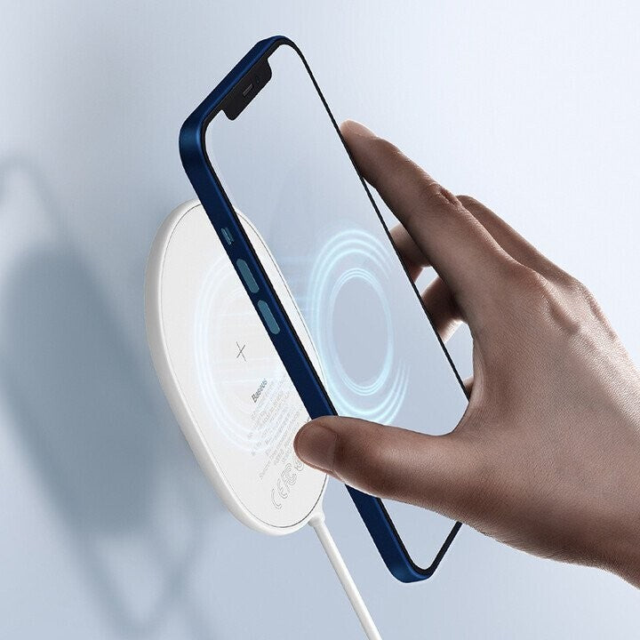 Magnetická nabíjačka na iPhone 12 series, L Baseus, 15 W, biela