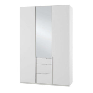Skříň Moritz  - 135x236x58 cm (bílá, zrcadlo)