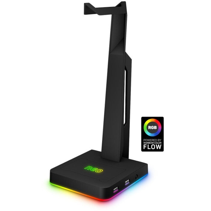 NEO Stand-It RGB stojanček na slúchadlá + USB hub, ČIERNY