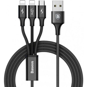 3v1 kábel Baseus Micro USB + 2x Lightning na USB, 3A, 1,2m