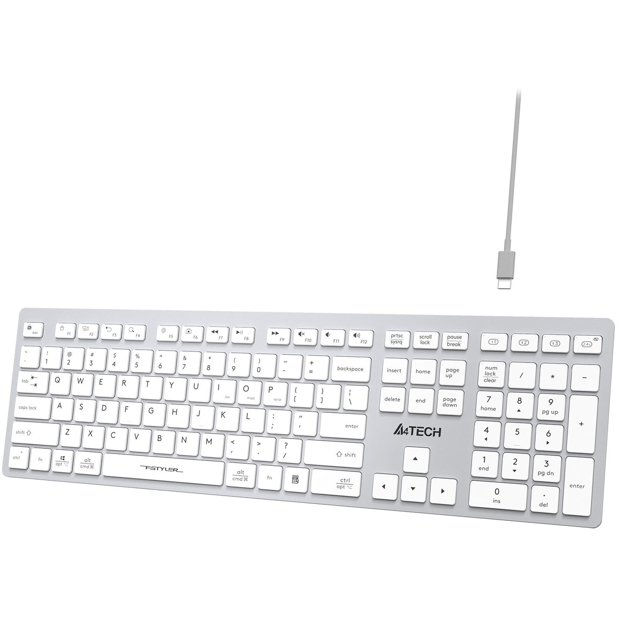 A4tech FBX50C, bezdrôtová kancelárska klávesnica, CZ, Biela