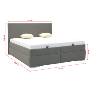 Čalúnená posteľ Dory 180x200, sivá, bez matraca, bočný výklop