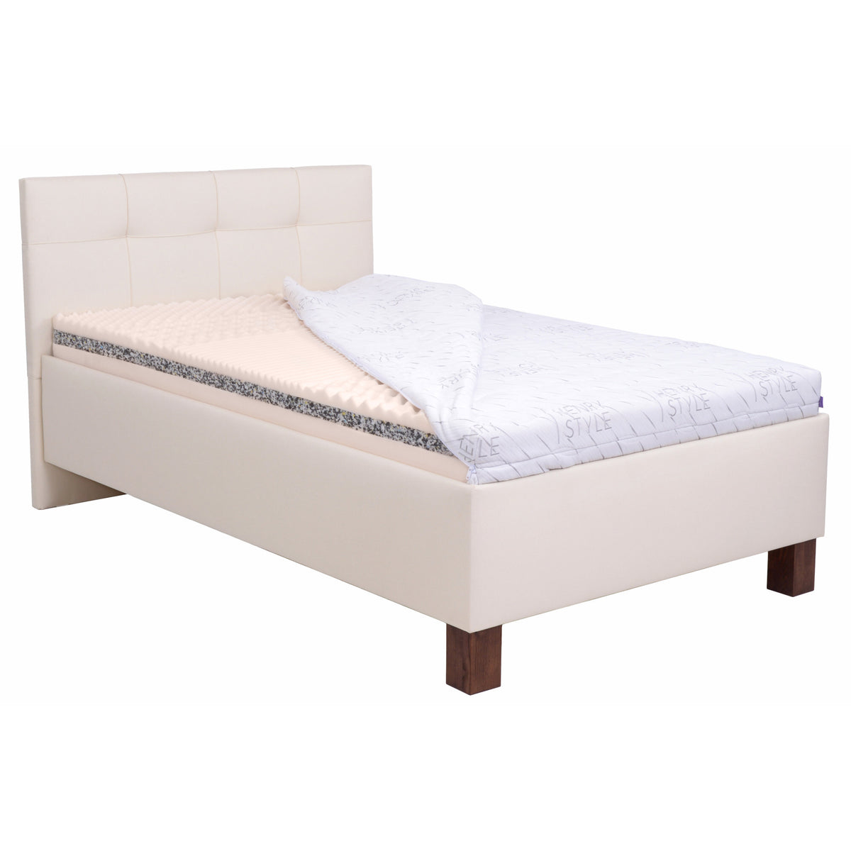 Čalúnená posteľ Mary 140x200, béžová, vrátane matrac