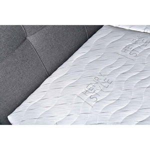Čalúnená posteľ Mary 180x200, sivá, vrátane matraca - II. akosť
