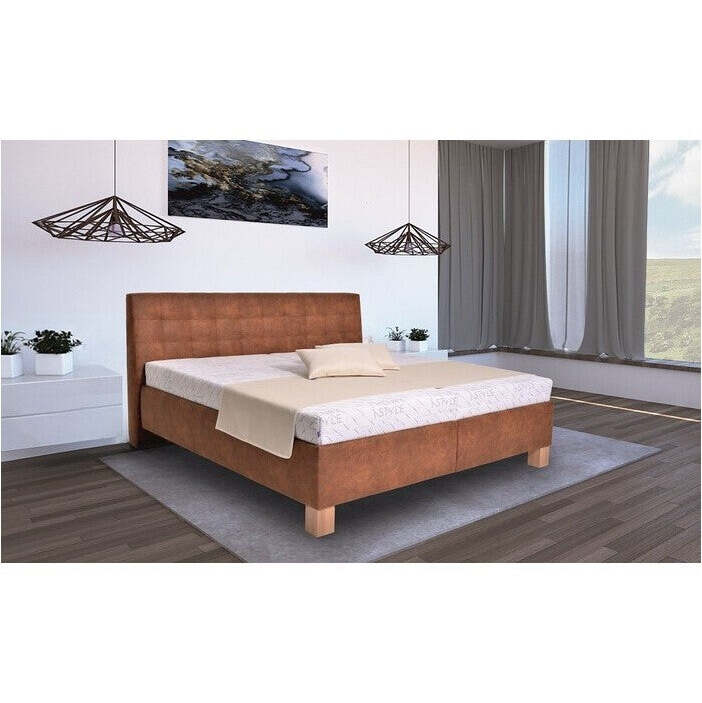 Čalúnená posteľ Victoria 160x200, hnedá, vrátane matraca