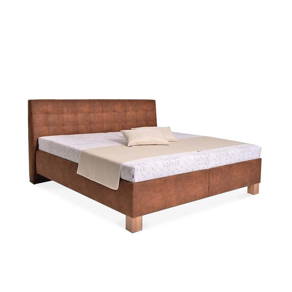 Čalúnená posteľ Victoria 160x200, hnedá, vrátane matraca