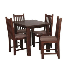 Jedálenský set Barol - Stôl 100x70, 4x stolička (orech stredný/aston 5) - II. akosť