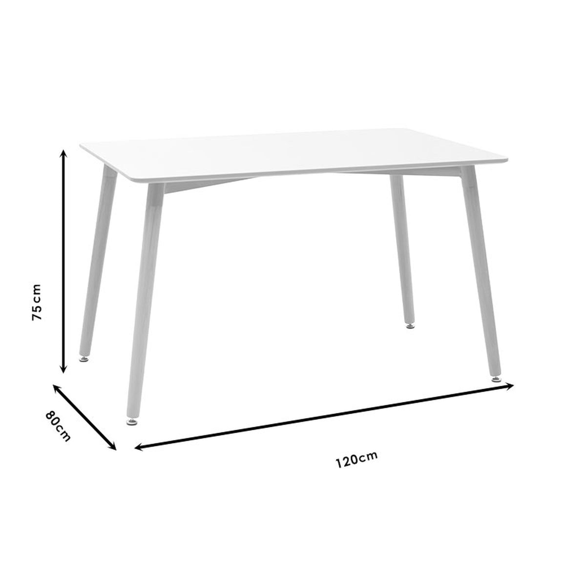 Jedálenský stôl Naxos 120x75x80 cm (biela, drevo) - II. akosť