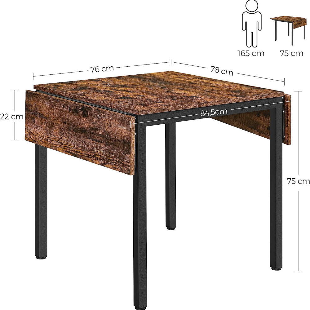 Jedálenský stôl rozkladací Pansy (84,5-120x75x78 cm, čierna, hnedá)