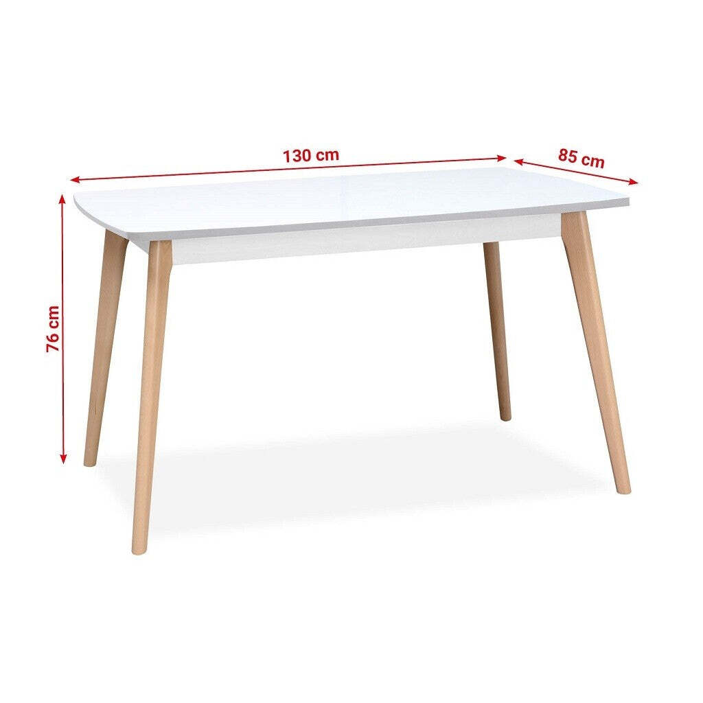 Jídelní stůl Endever 130x76x85 cm (bílá, buk) II. akosť