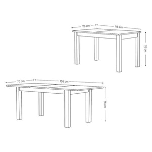 Jídelní stůl Rozo rozkládací 115-155x76x70 cm (bílá) ROZBALENÉ