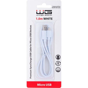 Kábel WG Micro USB na USB, 2,1A, 1m, biela
