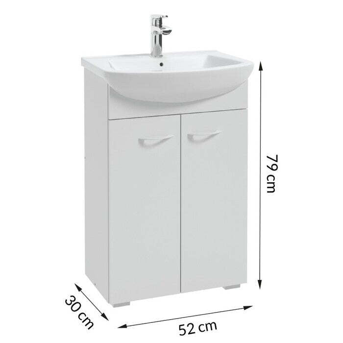Kúpeľňová skrinka s umývadlom Pico Bello (52x79x30 cm, biela) - II. akosť