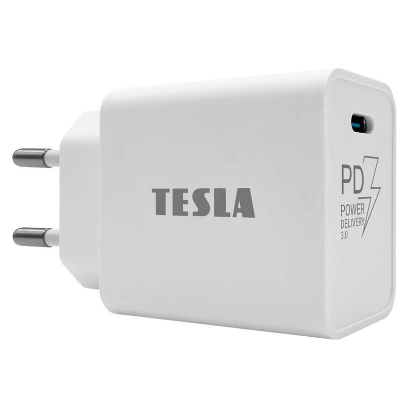 Nabíjačka Tesla T100, 20W, USB-C, PD 3.0, QC 3.0, biela