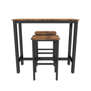 Barový set Paige - stôl, 2x stolička (hnedá)