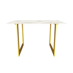 Jedálenský stôl Praxos 120x75x80 cm (biela, zlatá)