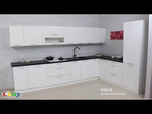 Rohová kuchyňa Emilia Lux pravý roh 260x180 cm (sivá lesk) - II. akosť
