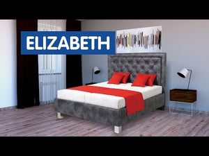 Čalúnená posteľ Elizabeth 180x200, tmavo sivá, vrátane matraca - II. akosť