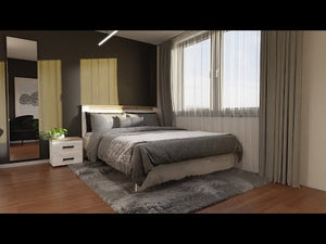 Drevená posteľ Minas 160x200, dub biely, dub sivý