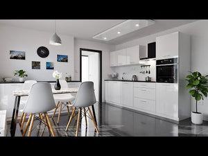 Rohová kuchyňa Emilia ľavý roh 243x143 cm (biela lesklá/čierna)