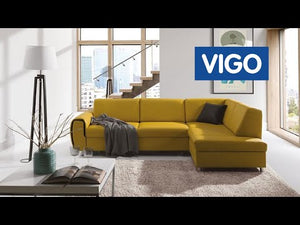 Rohová sedačka rozkladacia Vigo pravý roh ÚP žltá
