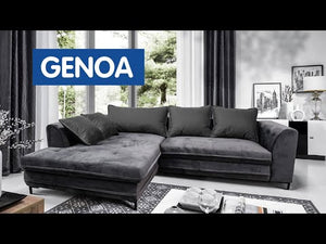 Rohová sedačka rozkladacia Genoa ľavý roh sivá, čierna