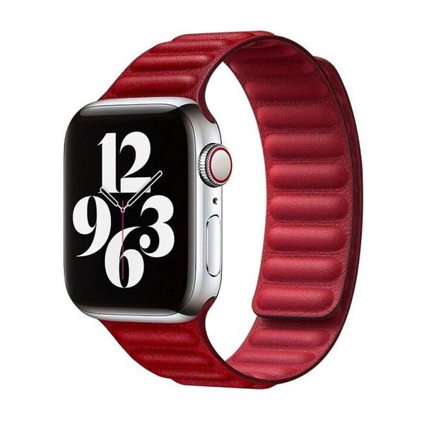 Remienok na Apple Watch 42/44/45 mm, kožený, červený