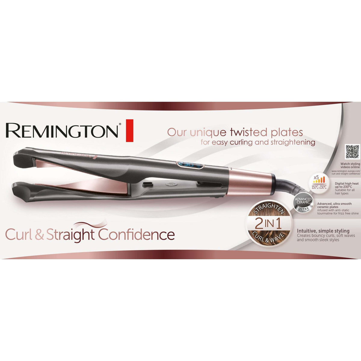 Žehlička na vlasy Remington Curl &amp; Straight Confidence S6606 POŠKODENÝ OBAL