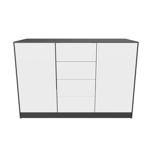 Komoda Klaudia (4x zásuvka, 2x dvierka, grafit, biela)