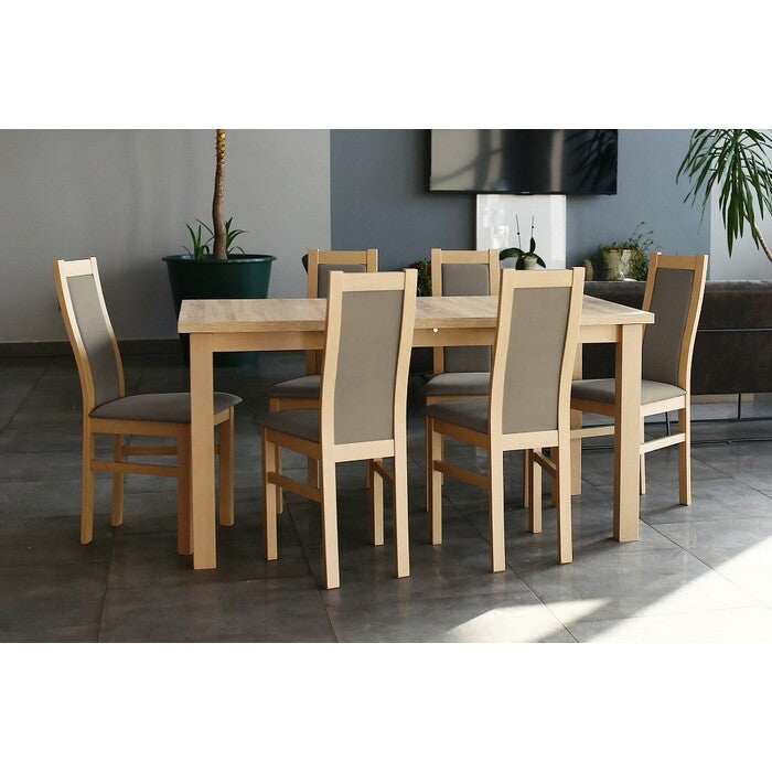 Agáta - Set 6x stolička, 1x stôl + rozklad (sonoma/madryt 126)