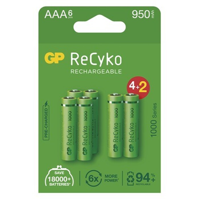 Nabíjacie batérie GP B2111V ReCyko, 1000mAh, AAA, 6ks