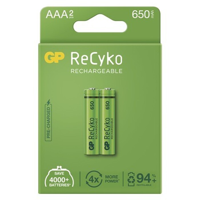 Nabíjacie batérie GP B2116 Recyko, 650mAh, AAA, 2ks