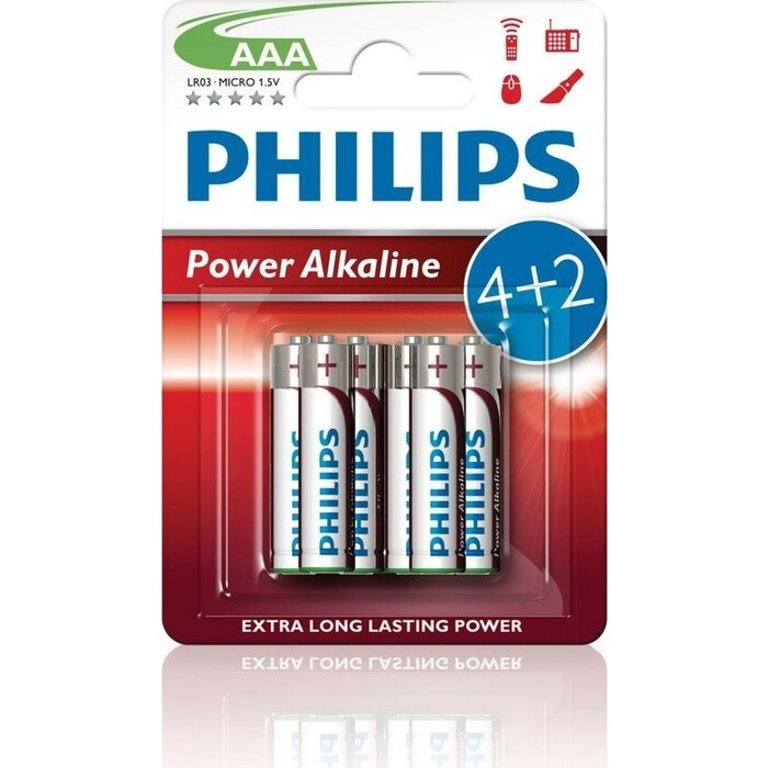 Batérie Philips Power Alkaline, AAA, 4+2ks