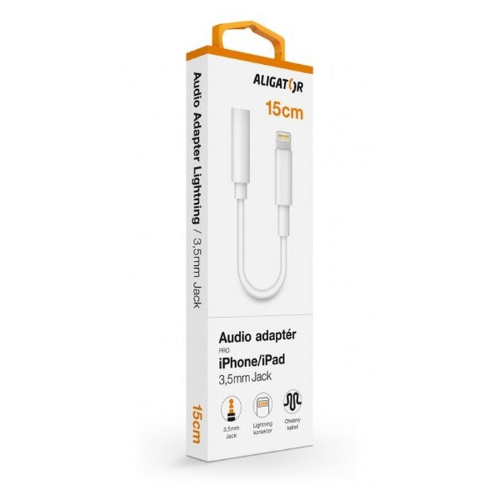 Audio adaptér Aligator Lightning na 3,5 mm Jack, biela