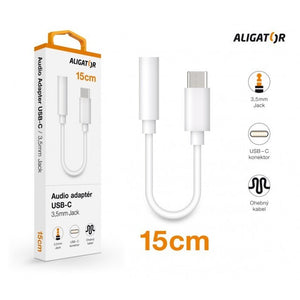 Audio adaptér Aligator USB-C na 3,5 mm Jack, biela