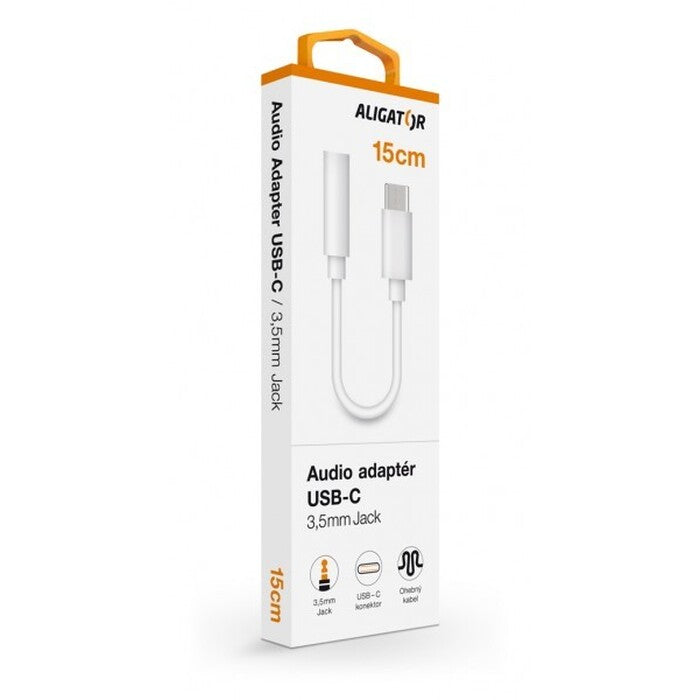 Audio adaptér Aligator USB-C na 3,5 mm Jack, biela