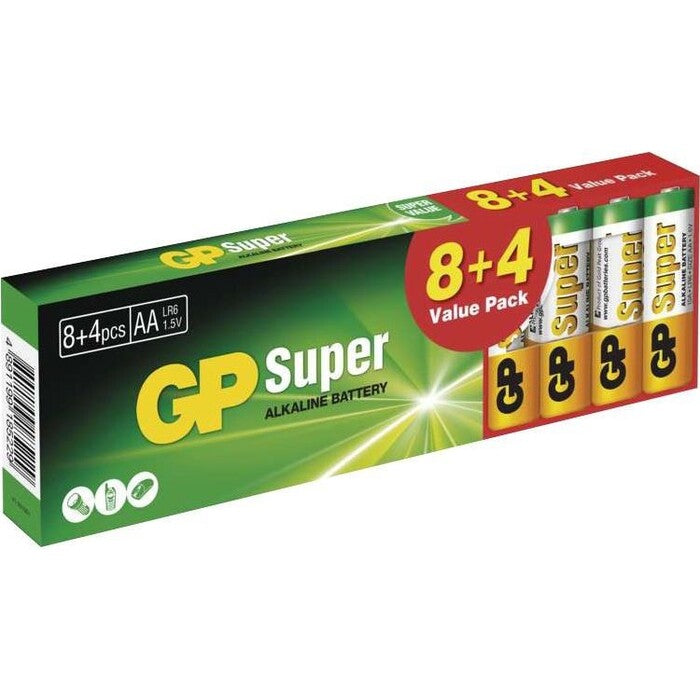 Batéria Alkaline GP Super B1320T, AA, 8 + 4ks