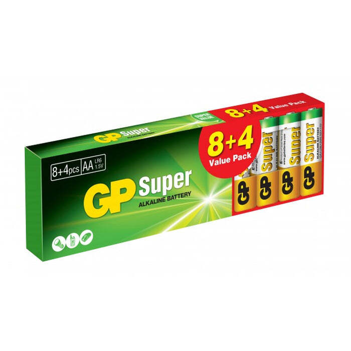 Batéria Alkaline GP Super B1320T, AA, 8 + 4ks