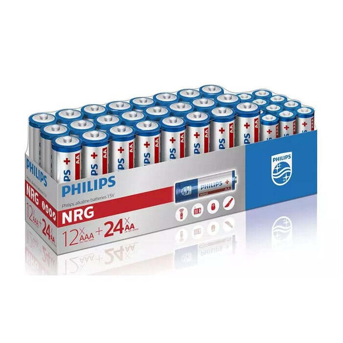 Batéria Philips NRG Alkaline, 24ks AA + 12ks AAA