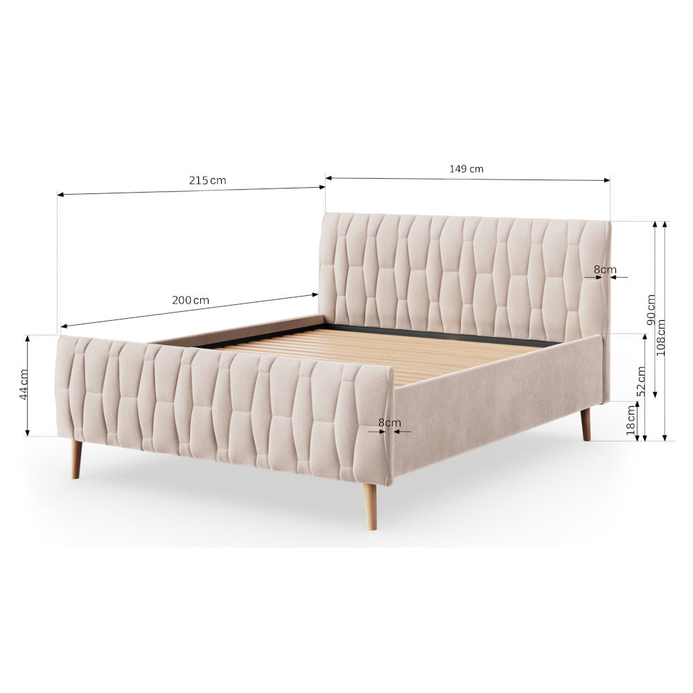 Čalúnená posteľ Aksel 140x200, béžová, bez matraca