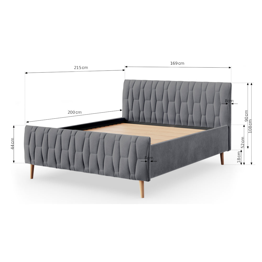 Čalúnená posteľ Aksel 160x200, sivá, bez matraca